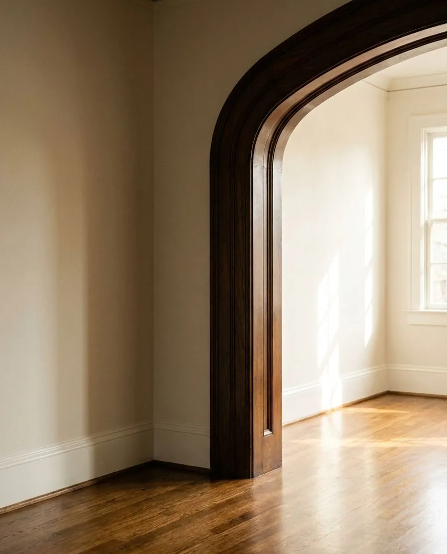 White baseboard and clean cabinet door after house cleaning in Dallas