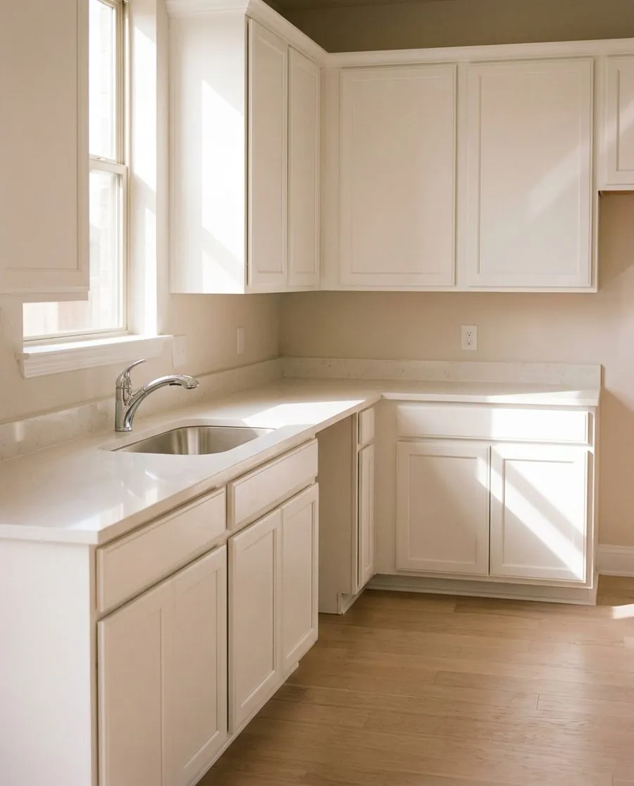 Empty kitchen after a move in cleaning by Mary Mint Home Care & Cleaning